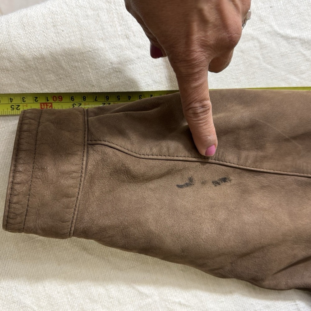VTG True Breed Men's Distressed Brown Leather Retro Bomber Jacket Size L Aviator - Picture 11 of 14